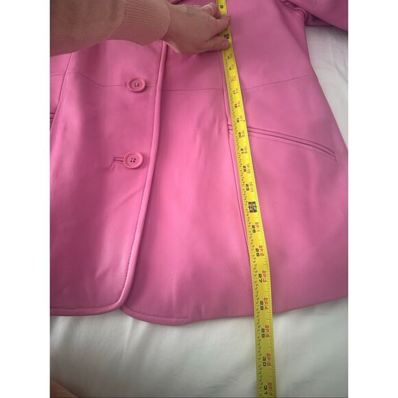 Nordstrom Pink Lambskin Leather Buttery SOFT Blazer Coat Size Petite Large - Picture 5 of 8